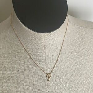 Crown & Ivy necklace P pendant gold tone initial jewelry New OS